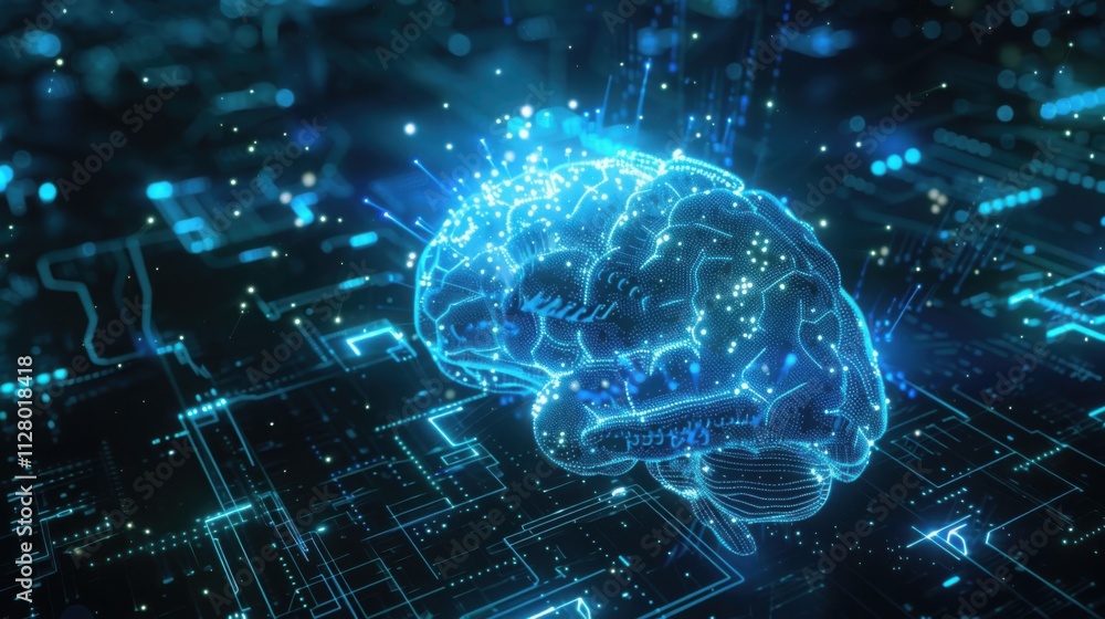 Poster digital brain neural network artificial intelligence