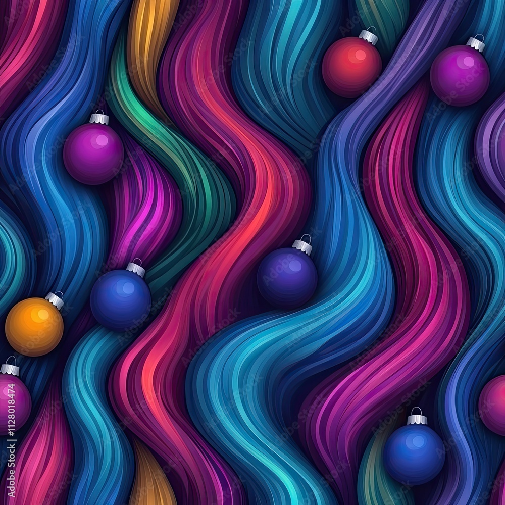 Poster vibrant abstract art with colorful waves and ornaments digital canvas contemporary design studio set