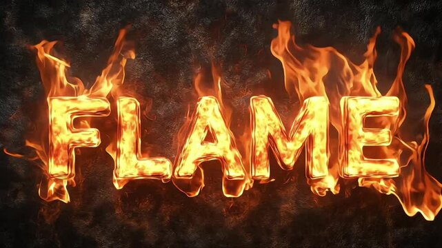 Flame text effect, fire orange color editable text style on dark grunge textured background
