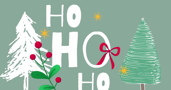 Image of christmas trees over ho text