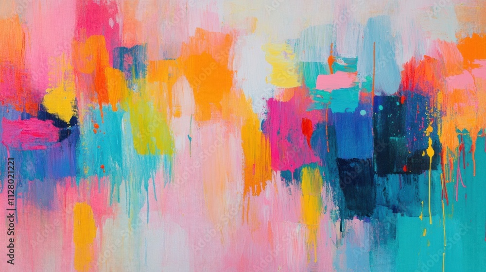 Aufkleber this vibrant abstract artwork features dynamic brushstrokes in various colors, creating an energetic