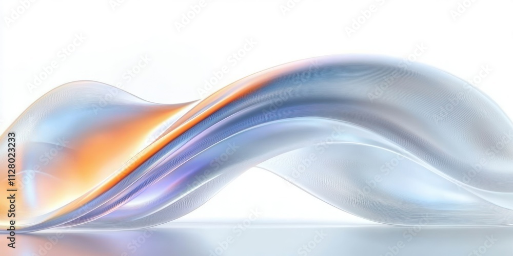 Aufkleber modern abstract design smooth curves iridescent reflections minimalist style 3d render