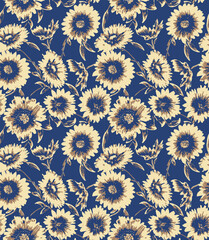 Seamless pattern of gerbera flowers, transvaal daisy, white, flourish, abstract, illustration background, endless, all over print to use textile, fabric, wallpaper, clothing, fashion, wedding.