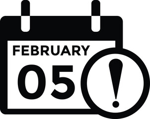 February 5 on calendar icon vector. Calendar vector icon. Deadline. Date. 