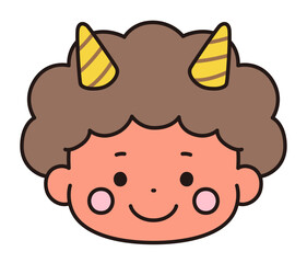 かわいい鬼の顔のベクターイラスト。節分、角