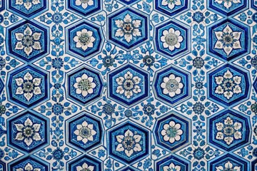 High-resolution abstract wallpaper: a modern, candid photo of a blue and white pentagon, geometrically designed.
