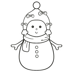 Black and White Snowman Doodle Illustration