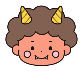 かわいい鬼の顔のベクターイラスト。節分、角
