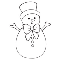 Winter Snowman Line Art Doodle Illustration