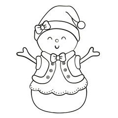 Black and White Snowman Doodle Illustration