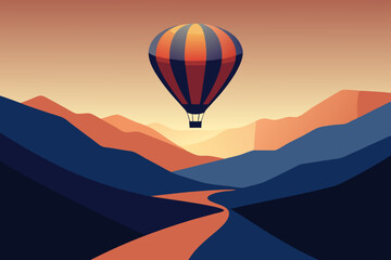 Obraz premium hot air balloon over mountains