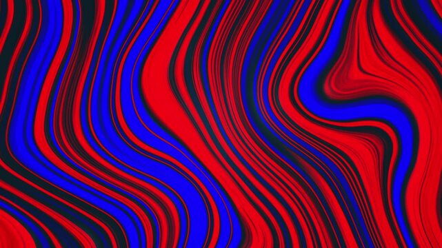 Liquid background art with Red, blue, black wavy lines in vibrant abstract art. Suitable for graphic design, advertising, web backgrounds, and artistic projects, Video 4k, Cosmic Background Art
