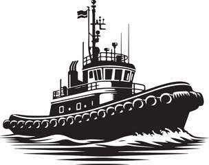 Obraz premium Tugboat silhouette vector art Illustration