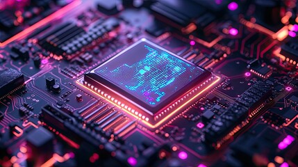 Obraz premium A chatbot with artificial intelligence that is linked to a CPU