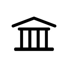 Minimalist Bank Building Icon Representing Financial Institutions, Money Transactions, and Secure Deposits