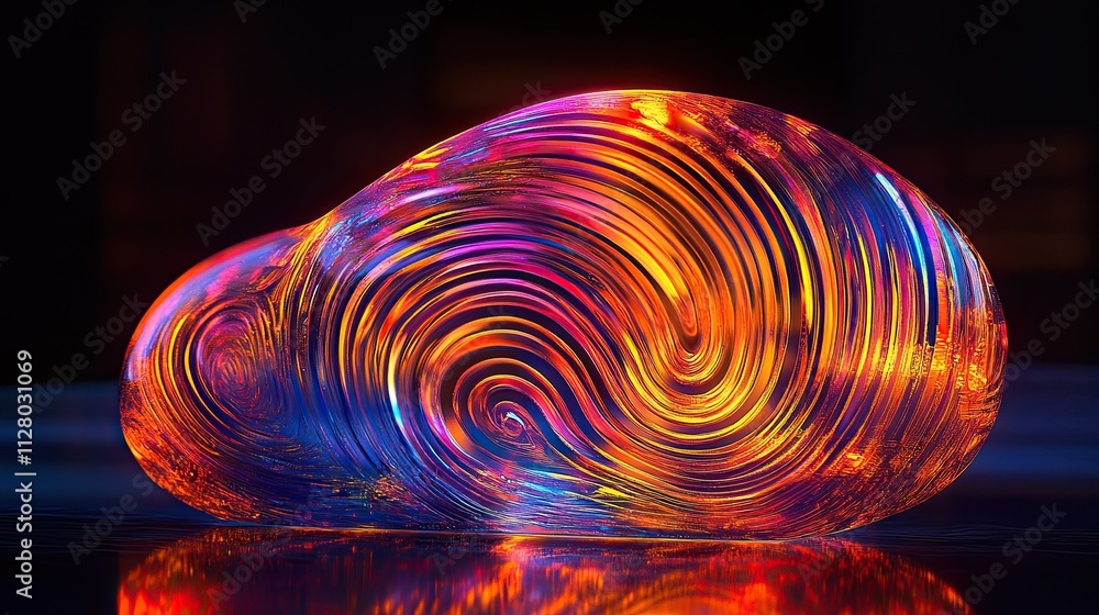 Poster a colorful, glowing digital fingerprint depicted in glass that emphasizes the complexity of cybersec