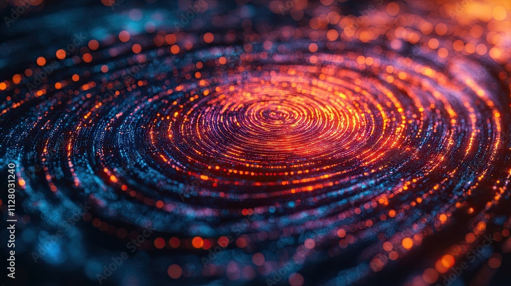Poster a colorful, glowing digital fingerprint depicted in glass that emphasizes the complexity of cybersec