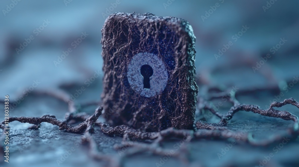 Poster digital security abstract keyhole in crystalline structure