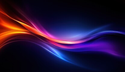 Fototapeta premium Abstract vibrant waves of blue, orange, and purple light flowing on a dark background.