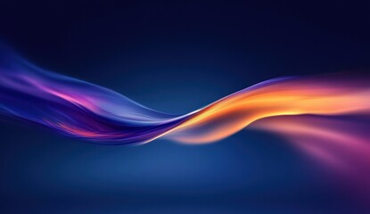 Abstract wave of vibrant purple, orange, and blue hues on dark background.
