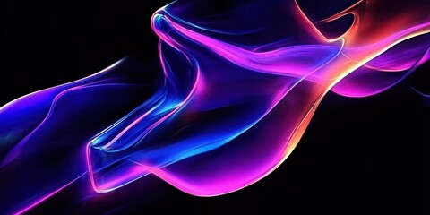 Naklejka premium Dynamic Abstract Composition with Fluid Shapes and Neon Lights
