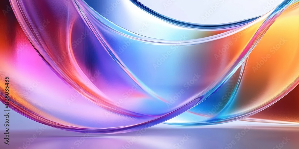 Aufkleber vibrant abstract glass shapes digital rendering with smooth gradients and curved elements