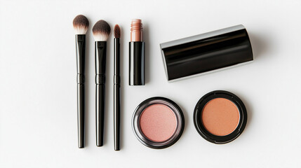 Mockup of cosmetics in an evocative soft brown tone on a white background