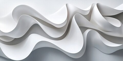 Obraz premium Abstract white wave curves, layered paper design.