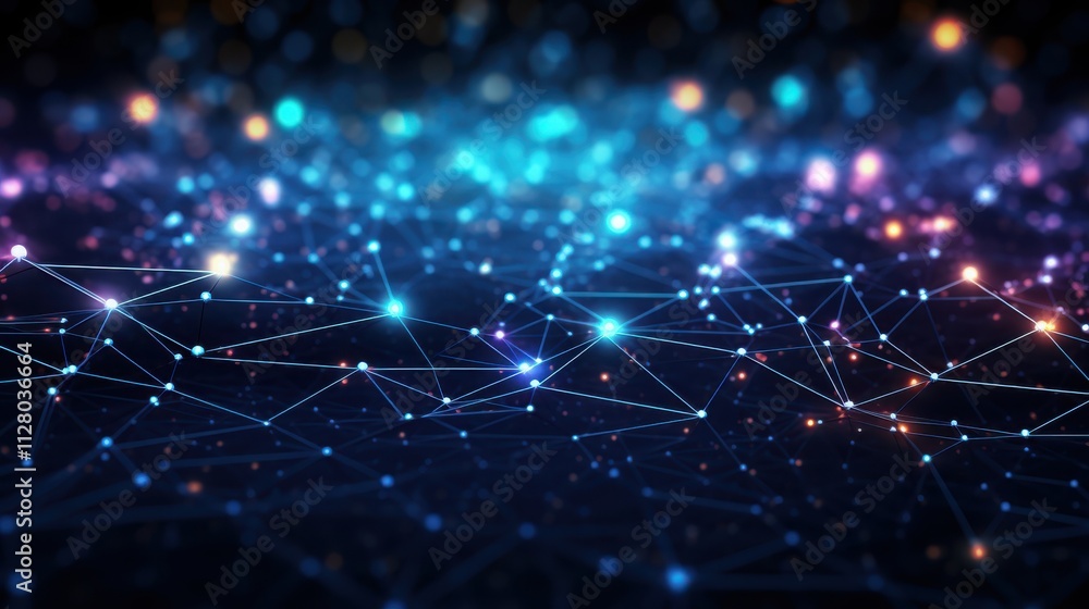 Poster abstract network connections illuminated nodes