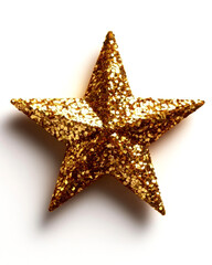 A shining gold star adorned with sparkling glitter accents.