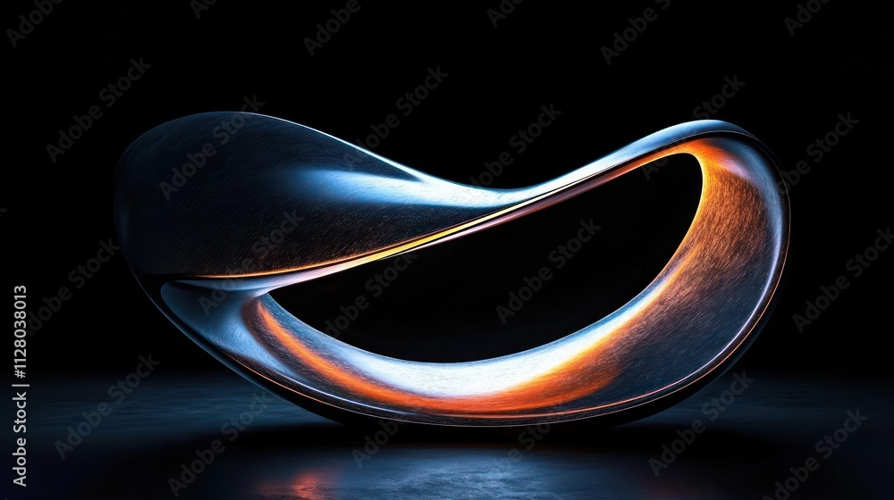 Aufkleber futuristic abstract sculpture with smooth curves and glowing edges in minimalistic design