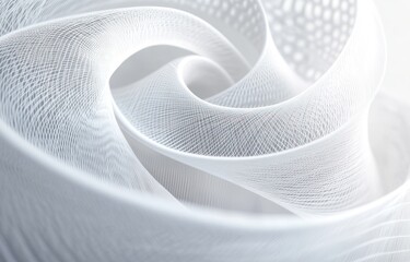 Minimalist 3D Render of Abstract Spiral Geometric Structure with Soft Lighting and High Contrast Shadows