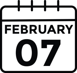 calendar - February 7 icon illustration isolated vector sign symbol
