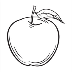  Apple silhouette line art illustration.