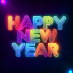 happy new year greeting with colorful and shining text effect
