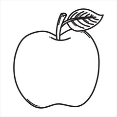  Apple silhouette line art illustration.