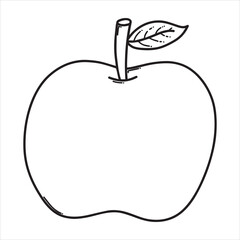  Apple silhouette line art illustration.
