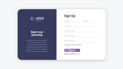 Fototapeta premium Registration form vector template for your design, Website ui concept, User interface template.