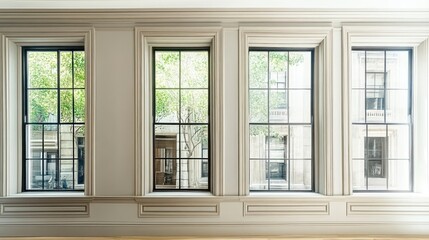 Fototapeta premium Elegant Tripartite Windows Showcase City View