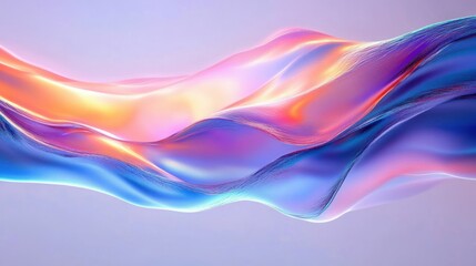 Iridescent Fluid Abstract Waves with Soft Rainbow Colors and Minimalist Design in Modern Digital Art Style