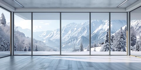 Wooden terrace with panoramic view of the mountains