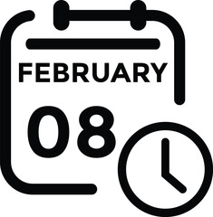 February 8 on calendar icon vector. Calendar vector icon. Deadline. Date. 