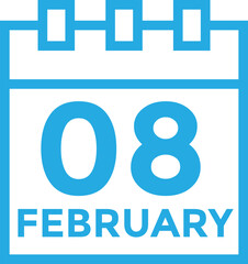 February 8 on calendar icon vector. Calendar vector icon. Deadline. Date. 