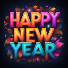 happy new year greeting in colorful text effect