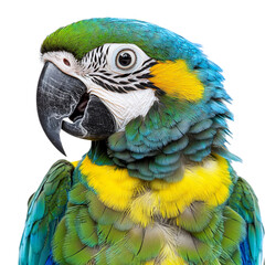 Fototapeta premium Close-up of a Blue and Gold Macaw on Transparent Background