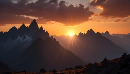 Mountain Background Mount Everest Sunset Sunrise Landscape Natural Beauty Peaks Hills Volcano View