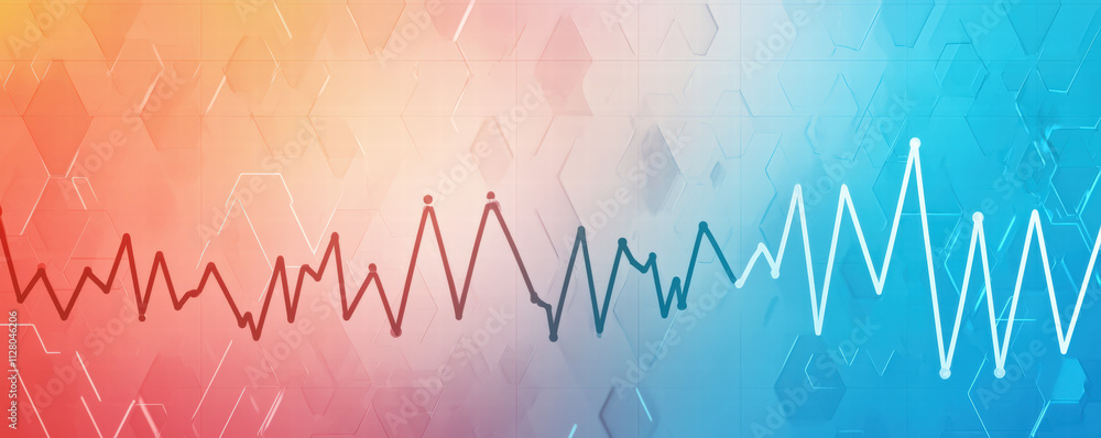 Poster a colorful abstract background featuring fluctuating lines, symbolizing data trends or sound waves, 