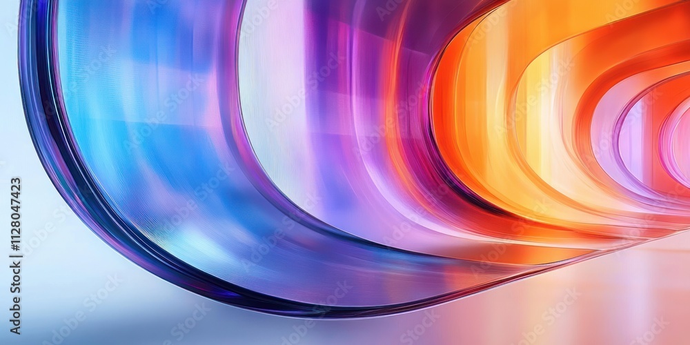 Aufkleber vibrant abstract glass shapes in 3d rendering with rainbow colors and smooth gradients