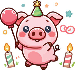 Fototapeta premium Cute Pig cartoon vector on white background