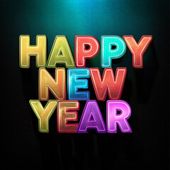 happy new year greeting in colorful text effect
